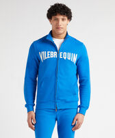 Sudadera de algodón con cremallera completa y logotipo bordado para hombre Palace vista frontal desgastada