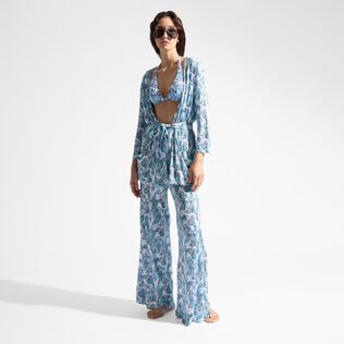 Women Viscose Crepe Beachjama Bottom Isadora Fish White details view 3
