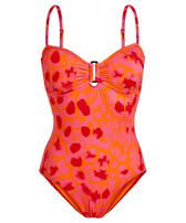 Bañador de una sola pieza con estampado New Leopard para mujer Albaricoque vista frontal