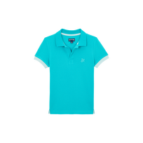 男童纯色有机棉 Polo 衫 Disco green 正面图