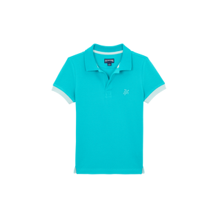 男童纯色有机棉 Polo 衫 Disco green 正面图