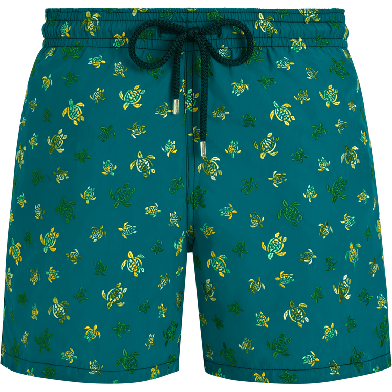 Pantaloncini Mare Uomo Ricamati Ronde Des Tortues - Edizione Limitata - Costume Da Bagno - Mistral - Verde