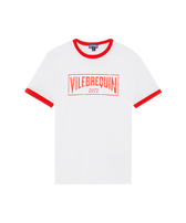 Boys Organic Cotton T-shirt Bicolor Logo Poppy red front view