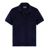 Polo en tejido terry liso para hombre Azul marino vista frontal