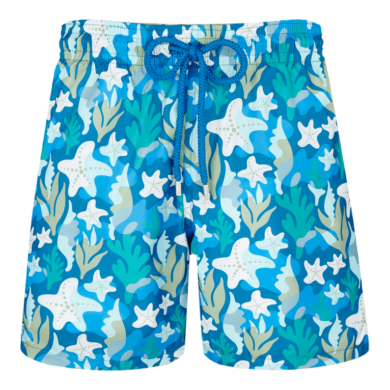Men Swim Shorts Ultra-light And Packable Camo Seaweed - Mahina - Blue - Size L - Vilebrequin