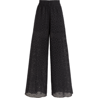 Women Cotton Pants Broderies Anglaises Black front view