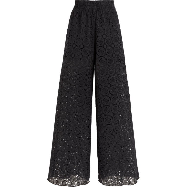 Women Cotton Pants Broderies Anglaises - Lacy - Black - Size M - Vilebrequin