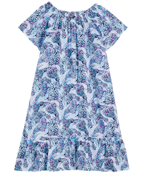 Vestido de gasa de algodón con estampado Isadora Fish para niña Blanco vista frontal