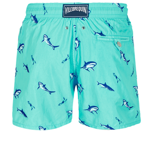 Men Swim Trunks Embroidered 2009 Les Requins - Limited Edition Lazuli blue back view