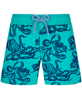 Bañador con estampado de tacto aterciopelado Poulpes para niño Emerald vista frontal