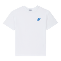 T-shirt en coton organique garçon brodé Blanc vue de face