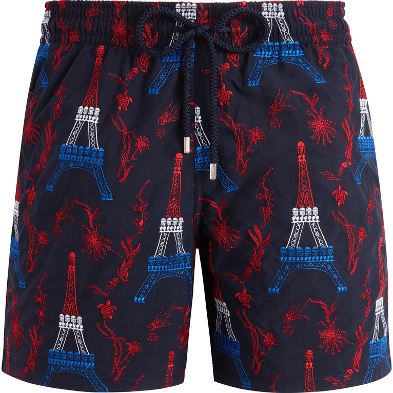 Men Swim Shorts Embroidered Poulpe Eiffel - Swimming Trunk - Mistral - Blue