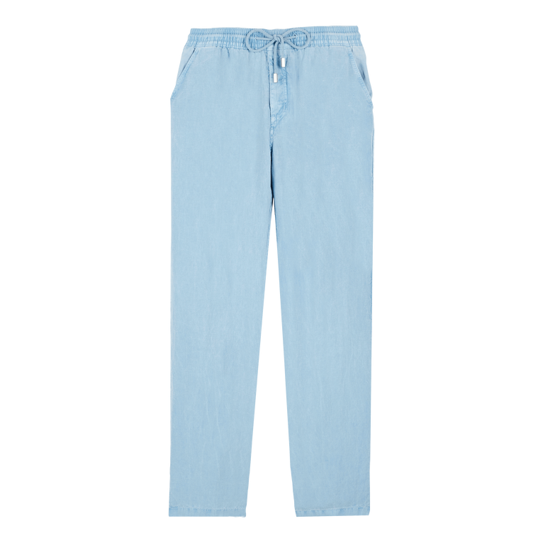 Pantaloni Uomo In Lino Tinta Unita - Pantaloni - Pacha - Blu