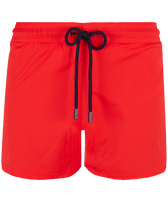 Men Swimwear Short and Fitted Stretch Solid Medicis red front view