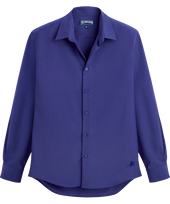 Men Wool Shirt Solid Purple blue front view