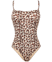 Bañador de una sola pieza tipo bustier con estampado Turtles Leopard para mujer Straw vista frontal