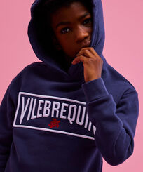 Boys Embroidered Sweatshirt Logo 3D Navy front worn view