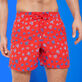 Men Embroidered Swim Shorts Micro Ronde Des Tortues - Limited Edition Poppy red details view 2