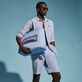 Camicia uomo a righe in seersucker Blu jeans dettagli vista 1