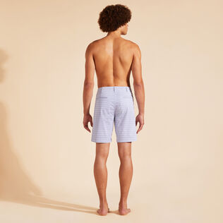Men Cotton Bermuda Shorts Micro Starlettes White back worn view