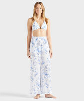 Women Viscose Pants Medusa and Shells White front worn view