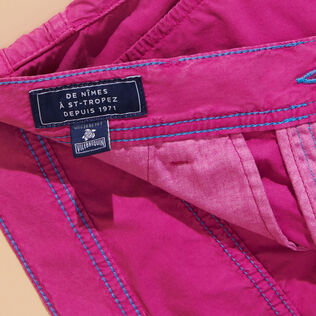 Men Tencel Bermuda Shorts Solid Crimson purple details view 2