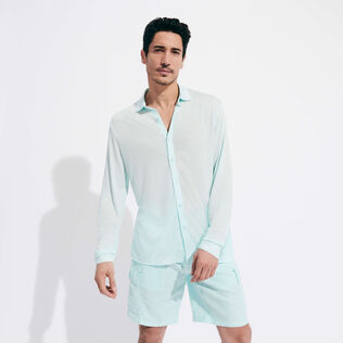 Einfarbiges Hemd aus Jersey-Tencel für Herren Thalassa Vorderseite getragene Ansicht