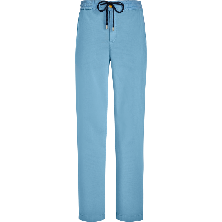 Pantaloni Uomo In Tencel E Cotone Tinta Unita - Jean - Clemence - Blu