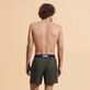 Men Merino Wool Swim Shorts Bicolor Olive heather back worn view