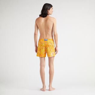 Men Stretch Short Swim Trunks Palm Leaves Mango back worn view