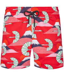 Men Stretch Swim Trunks Japan Birds Peppers front view
