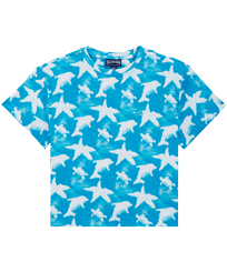 T-shirt en coton garçon Clouds Bleu hawai vue de face