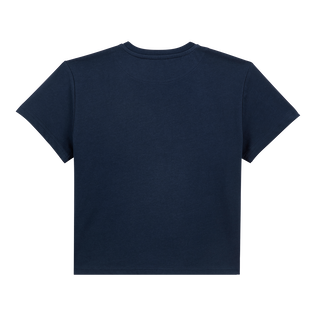Boys Organic Cotton Oversize T-shirt Poulpes Tie and Dye Blu marine vista posteriore