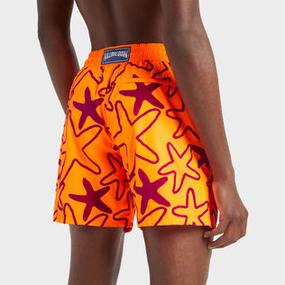 Men Ultra-light and packable Swim Shorts Flocked Starlettes Fluo fire details view 2