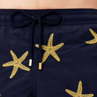 Men Swim Trunks Placed Gold Embroidery Starfish Dance - Limited Edition Navy details view 3