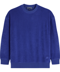 中性纯色毛圈布运动衫 Purple blue 正面图