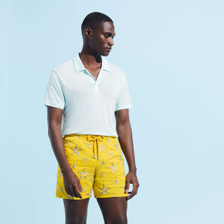 Men Swim Trunks Embroidered Starfish Dance - Limited Edition Sunflower details view 2