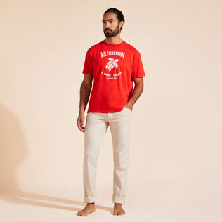 T-shirt en coton imprimé logo tortue homme Coquelicot vue portée de face