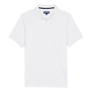 Men Organic Cotton Pique Polo Shirt Solid White front view