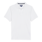 Men Organic Cotton Pique Polo Shirt Solid White front view