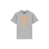 T-shirt contrasté en coton logo en gomme Gris chine vue de face