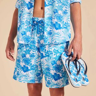 Tongs de plage homme Tahiti Flowers Blanc vue portée de face