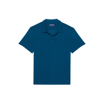 Polo en tencel homme uni Paon vue de face