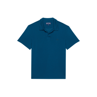 Polo en tencel homme uni Paon vue de face