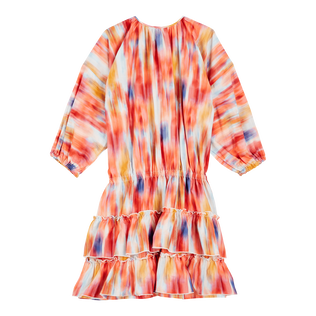 Vestido de algod n con volantes y estampado Ikat Flowers para mujer