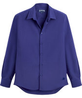 Men Wool Shirt Solid Purple blue vista frontal