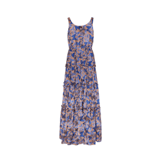 Vestido largo de viscosa y seda con estampado Disco Butterfly para mujer Blush vista trasera