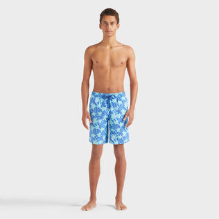 Lange Badeshorts mit Ronde Des Tortues-Logo für Herren Blue topaz Vorderseite getragene Ansicht