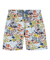 Bañador ultraligero y plegable con estampado Fish Family para niño Blanco vista frontal