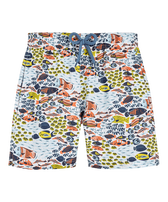 Boys Swim Shorts Ultra-light and Packable Fish Family White front view